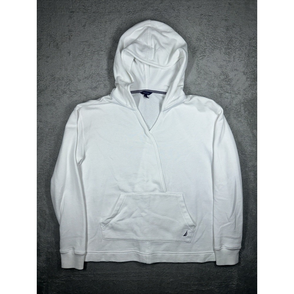 Nautica Pullover Hoodie Sweatshirt White Size XS
